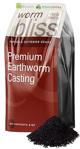 Worm Bliss (8 Qts) - Organic Worm Castings for Plants & Gardening - OMRI-Listed Earthworm Castings for Plants Vegetables Flowers & Potting Soil - Organic Garden Fertilizer Rich in Nutrients