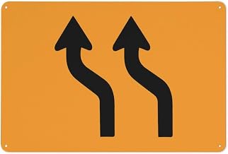 Lane Status Both Lanes Left Deviation Sign, Grade Sheeting Rust-Free Aluminum Sign, 8x12 Inch, Road Construction Use, Weather-Resistant Dual-Lane Left Deviation Alert