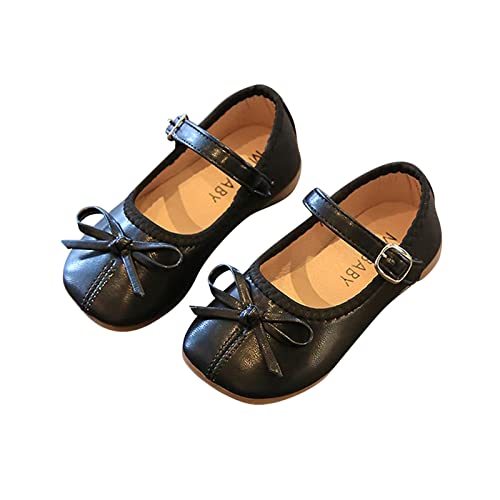 EnJoCho Glittery Boots for Girls Summer and Autumn Girls Boots Cute Flat Solid Color Bow Buckle Casual and (Black, 10)