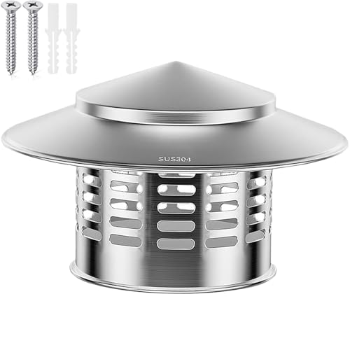 Fumaiolo Comignolo in acciaio inox 304, Terminale Canna Fumaria Camino Cappello Testa, Tappo di Sfiato per Tetto, Anti-uccelli Ventilazione(160mm/6)