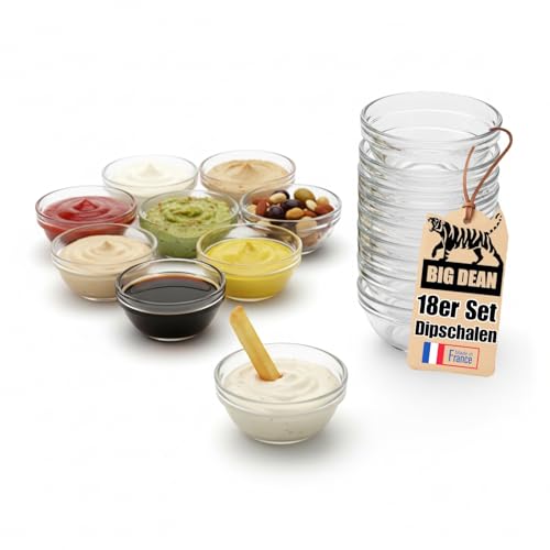 BigDean Glasschüssel, Ø 6 cm, ca 40 ml, 18er Set, kleine Glasschalen, Schale für Konfitüre, Mini Dipschale