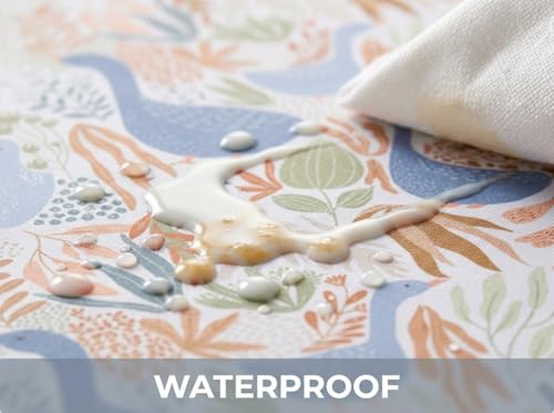 Image of Splat Mat for Under High Chair, Waterproof Washable High Chair Floor Mat | 51 inchx51 inch Reusable Splash Mat, Non-slip Backing, Wipeable Floor Protector and Food Mat for Baby Meals, BLW, Crafts, Play