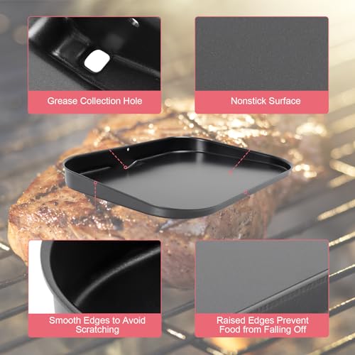 BMMXBI OG701 Grill Griddle Plate Pan XSKGRDPLT for Ninja Woodfire OG700 Series, Heavy-Duty Non-Stick Griddle Pan with Oil Hole, Ninja Grill Flat Top Griddle Plate Accessories