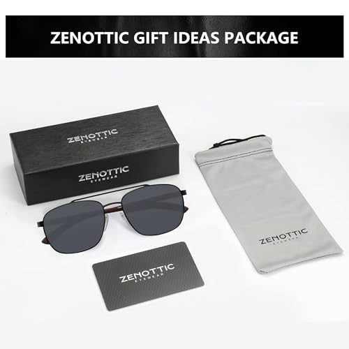 Image of ZENOTTIC Aviator Wood Polarized Sunglasses for Men 100% UV Protection Fishing Driving Golf