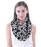 Lina & Lily Cow Animal Print Women's Infinity Scarf Lightweight (Black & White)