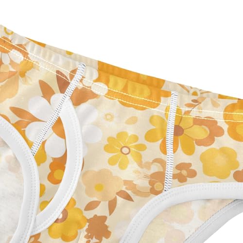 KLL Vintage Yellow Orange Floral Pattern Toddler Boys' Soft Underwear Breathable Children Undies4