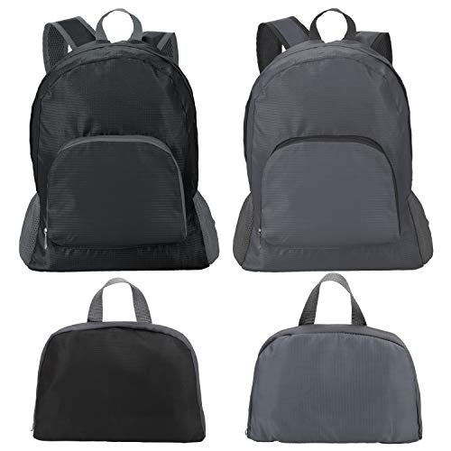 MWOOT 2 Piezas Mochila Plegable Ultra Ligera  Negro y Gris Bolsa Deportiva