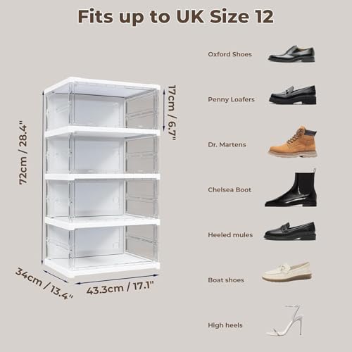 Boîte à chaussures transparente pliable en plastique avec porte magnétique