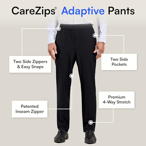 Joe & Bella CareZips® Adaptive Pants for Men - Elastic Waist Easy-Access Side & Inseam Zipper - Alternative to Tear Away2