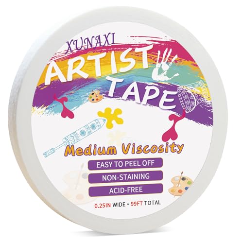 XUNAXI 1 Packs Artist Tape Medium Tack White Art Tape for Watercolor Paper Drafting Art Painting...
