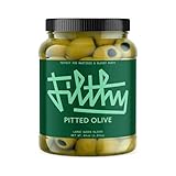 Filthy Cocktail Garnish, Pitted Olives, 70 Oz Jar, 125 Olives