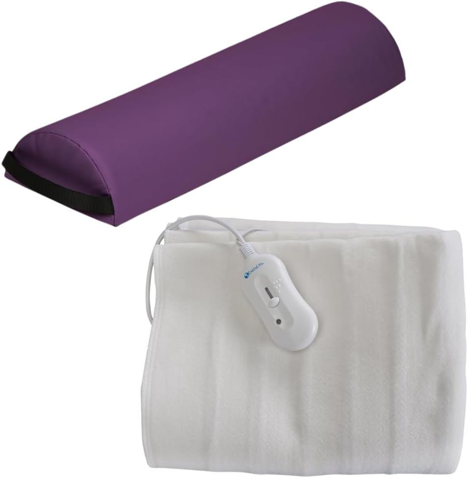 EARTHLITE Professional Massage Support Bundle: (1) Half Jumbo Massage Bolster Pillow (29” x 9” x 4.5”) & (1) Bodyworker’s Choice Table Warmer (30” x 71”)