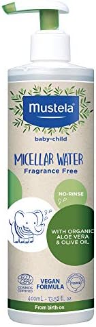 Mustela Certified Organic Micellar Cleansing Water - No-Rinse Natural Water Cleanser with Olive Oil & Aloe Vera - For Baby, Kid & Adult - Fragrance Free, EWG Verified & Vegan - 13.52 fl. oz.