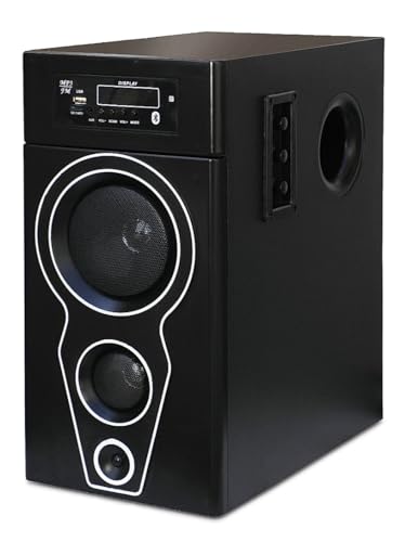 Image of HEERA-1(Tejas) Tower Speaker with 90W RMS,20.32cm (6 inch) subwoofer,4 inch Speakers, 60cm Height of Tower - Wired mic /Remote Support Bluetooth /Aux /FM /USB /Pen Drive (Black)
