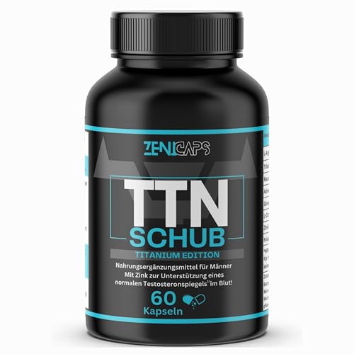 TTN SCHUB 60 Kapseln Original von ZENICAPS | Pillen für aktive Männer mit Zink für den Testosteronspiegel* | Einfache Anwendung Tabletten | mit L-Arginin Tribulus Terrestris Maca Ashwaganda