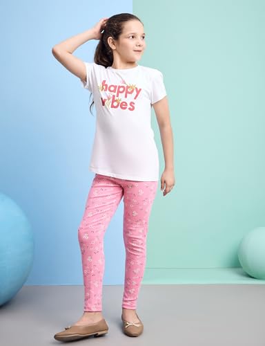 Image of Amazon Brand - Symbol Girl's Cotton Ribbed Stretchable Leggings | Ankle Length | Aged 2-14 Years