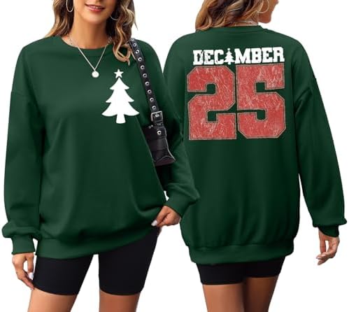 JINTING Christmas Sweatshirts – Christmas tree graphic sweatshirt