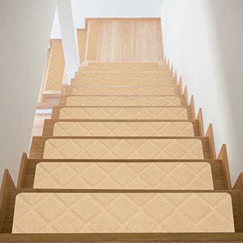 Tapis de couloir escalier bois anti glisse beige 15pcs