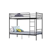 Panana Twin Over Twin Bunk Beds, Modern 3FT Single Metal Bed Frame Home Sleep For Kids/Adult Children Bed Frame With Stairs (Black)