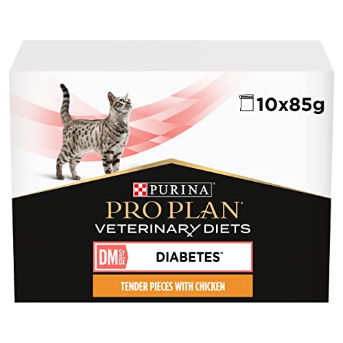 PRO PLAN VETERINARY DIETS DM Diabetes Chicken Wet Cat Food 10x85g (Pack of 4)