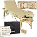 Produktbild HABYS Bianca Massageliege | Klappbar Holz 3 Zonen | Massagetisch mit Vollausstattung | 185 x 70 x 85 cm, bis 250 kg | Armlehnen, Kopfstütze, Tragetasche, MDR-Zertifiziert | Beige
