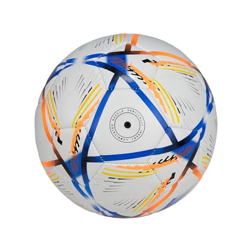 Image of WHACKK Football Size 5 Soccer Ball Hand Stitched for Practice & Training - Original PVC Waterproof. 3 Layered Ideal Sports Ball for All Ages on Ground, Grass and Turf (Hagi, Navy Orange)