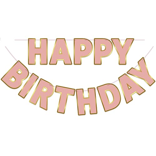 Image of Pre-Strung Happy Birthday Banner - Rose Gold Party Decorations