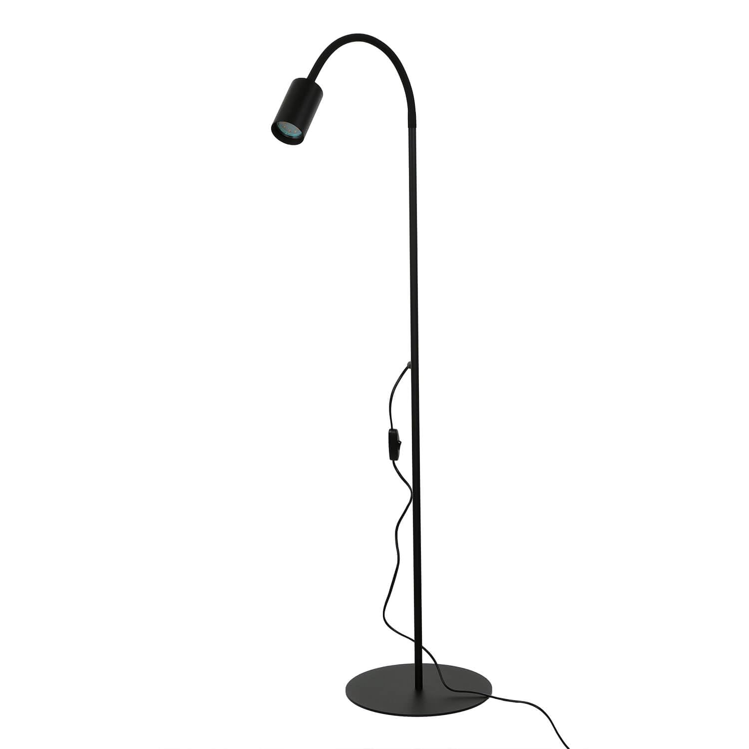 Licht-Erlebnisse Stehleuchte EYE Metall Schwarz Spot schwenkbar Flexarm H:114-153cm minimalistisch Kabelschalter GU10 für Wohnzimmer Schlafzimmer Leselampe Stehlampe
