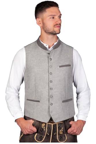 Edelnice Trachtenmode elegante Trachten Weste Karl aus Wolle in grau Gr. 46-62 (DE/NL/SE/PL Numerisch 44 Regular Regular Grau)