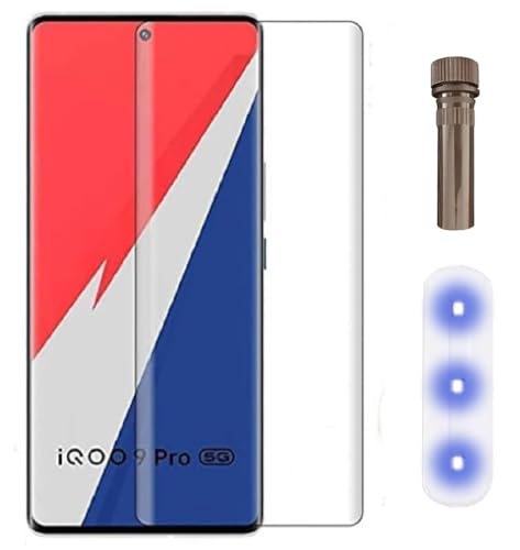 Image of Raayan UV Tempered Glass For Vivo Iqoo 9 Pro Screen Protector Full Adhesive UV Glue Curved Edge to Edge Full Screen Coverage - Easy Installation