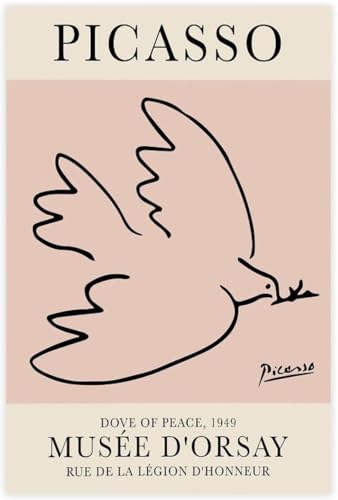 El Mejor Listado de Paloma Picasso los más recomendados. 44 Póster de Pablo Picasso Paloma de la Paz Pintura minimalista en lienzo rosa Arte mural de animales Cuadro de Pablo Picasso Grabados para la decoración de oficina 16x24 pulgadas...