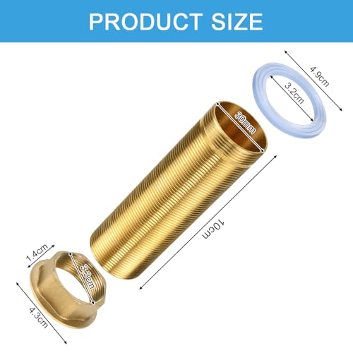 ADERTOS Wasserhahn Verlängerte Hohe M30*10cm Kontermutter Kit Verlängerung Gewinderohr Wasserhahnverlängerung mit Gewinderohr Schaftmuttern Wasserhahnverlängerung zur Montage von Armaturen