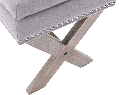 Chairus Fabric Upholstered Storage Entryway Bench, Gray 36 Inch Bedroom Bench Seat With X-Shaped Wood Legs For Living Room, Foyer Or Hallway #TOP5