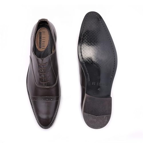 Image of Handmade Premium Genuine Leather Formal Shoes for Men | Brown Office Dress Lace up Formal Oxford Shoes