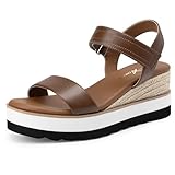 Sandales compensées élégantes : dispose d'un talon compensé élégant de près de 6,9 cm qui offre un look d'espadrille habillé tout en gardant les sandales compensées pour femme équilibrées, stables et adaptées aux tenues d'été et de printemps.