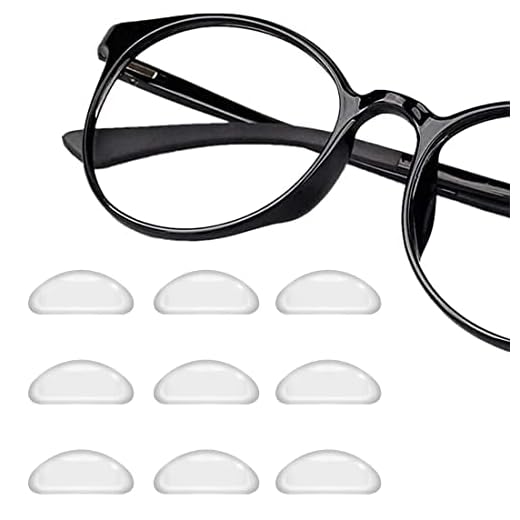 Leeq ღ Lot de 12 paires de coussinets de nez pour lunettes autocollantes en silicone souple antidérapant Transparent 1 mm