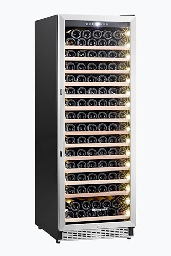 Honeywell 165 Bottle Compressor Wine Cooler Refrigerator, Large Freestanding Wine Cellar For Red, White, Champagne or Sparkling Wine, Digital Temperature Control, Stainless Steel on Fridge.com