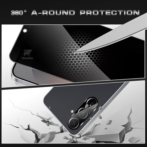 Image of WonRia 2+2 Pack - Privacy Tempered Guard for Samsung S26 5G [FingerPrint Unlock] with 3D Camera Glass Protector Screen Guard Protector | Anti-Spy - Installation Kit