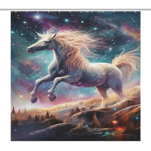 Rideau de douche cheval lavable en machine avec crochets - 7