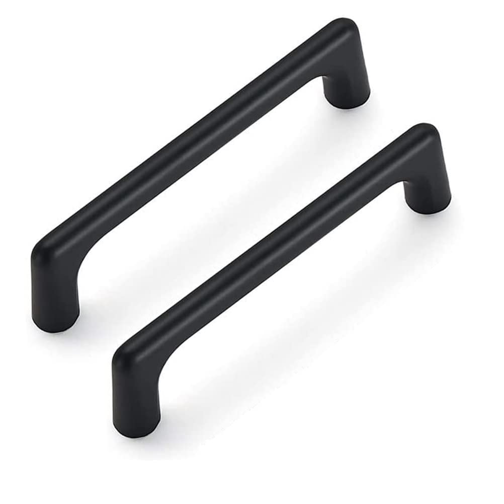 Ansiedio Black 2 Pieces Kitchen Cabinet Handles Hole Distance 96Mm Matt Cupboard Handles Drawer Handles Zinc Alloy Wardrobe Handles