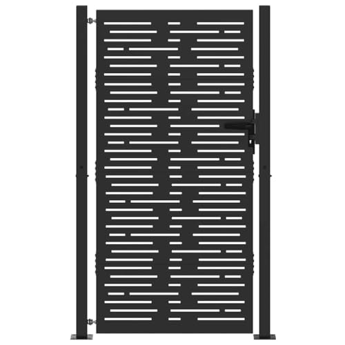 vidaXL Cancello da giardino con blocco Nero 100 x 200 cm, Ingresso elegante per il giardino, recinzione moderna, cancellino, pannello decorativo, protezione patio