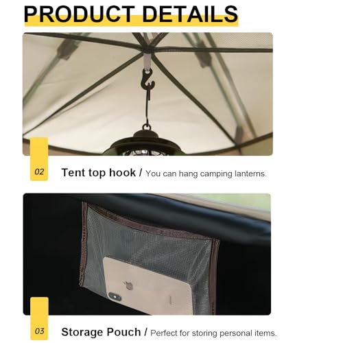 RUN.SE 4 Person Camping Tent with 2 Door & 4 Windows & Extended Porch, Large Family Cabin Tent, Waterproof Portable Glamping Tent, Large Tent for Outdoor Camping Hiking and Backpac image 6
