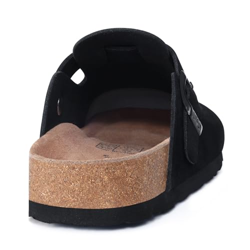 Image of Litfun Unisex Genuine Suede Clogs Comfort & Soft Cork Footbed Potato Shoes