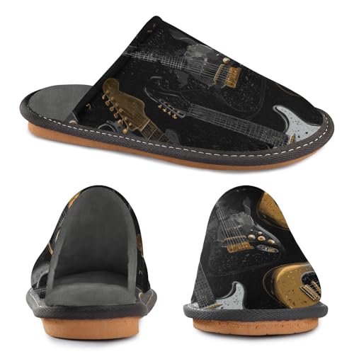 Slippers for Women Guitar Pattern Print Artwork Design Soft Fuzzy Women's Slippers Indoor and Outdoor Shoes2
