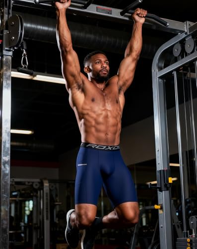 Image of Compression Shorts Men Spandex Sport Gym Shorts Athletic Workout Running Tights Training Underwear