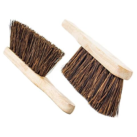 Clay Roberts Bassine Wooden Hand Brush, Pack of 2, Stiff Bristles, Heavy Duty Wood, Bassine Sweeping Brush, Yard Cleaning Brushes for Outdoors Cover