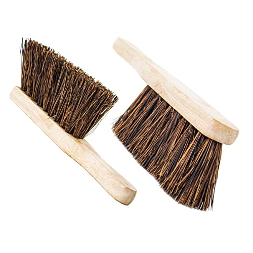 Bassine Wooden Hand Brush, Pack of 2, Stiff Bristles, Heavy Duty Wood, Sweeping Brush, Yard Cleaning Brushes for Outdoors, Cleaning, Scrubbing Brushes