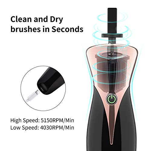 Senbowe Upgraded USB Makeup Brush Cleaner and Dryer Machine, Electric Cosmetic Automated Makeup Brush Spinner, Cleaning Solution Tool, 13 Collars, Wash and Dry in Seconds, Rechargeable Brush Cleaner - Thumbnail 6