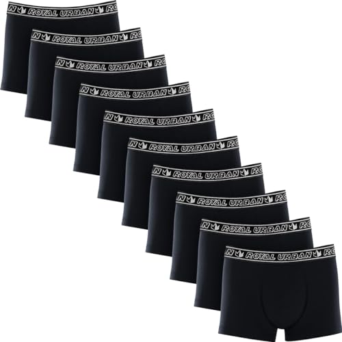 Kit com 10 Cuecas Boxer Algodão Adulto Masculino Royal Urban (BR, Alfa, G, Regular, Preto)