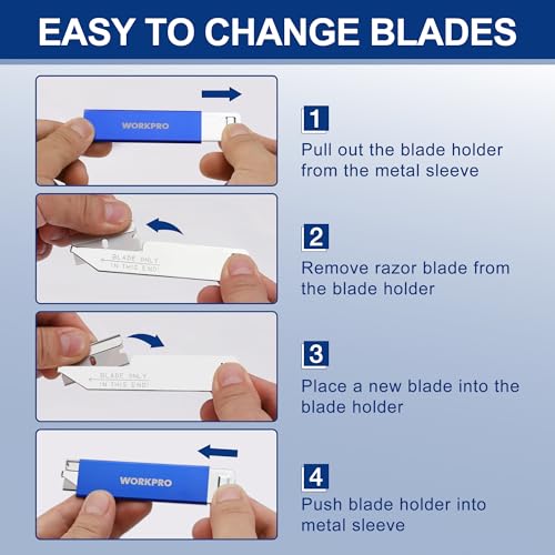 WORKPRO 12-Pack Box Cutter Retractable, Blue by WORKPRO - Used condition - Image 5